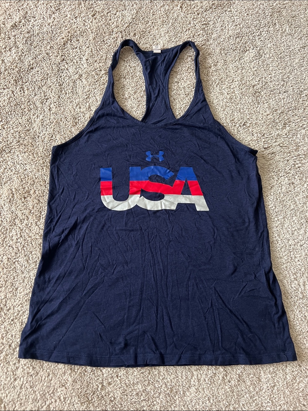 Under Armour Navy USA Graphic Racerback Tank Top